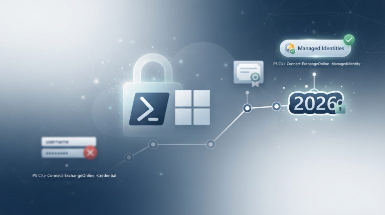 Exchange Online PowerShell: Pagarināts laiks autentifikācijas migrācijai
